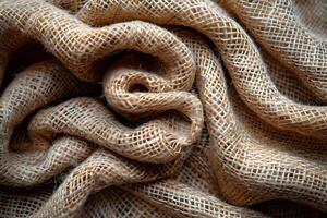 Rustic Texture of Burlap Fabric Close-Up for Design Inspiration photo