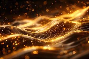 Golden Abstract Waves with Sparkling Particles for Elegant Backgrounds photo