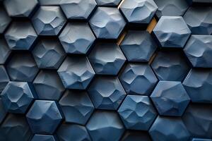 Geometric Blue Hexagonal Tiles Texture for Modern Interior Design and Background Concepts photo