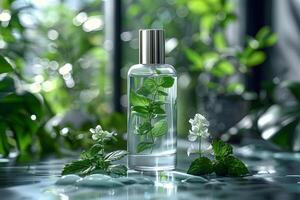 Refreshing Mint Essence Natural Aromatherapy in Elegant Bottle Design for Wellness and Relaxation photo