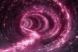 Futuristic Digital Tunnel with Glowing Pink Particles for Technology and Design Concepts photo