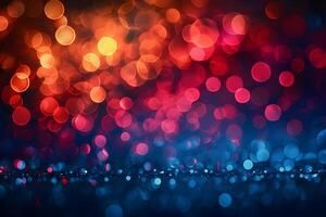 Vibrant Abstract Bokeh Lights in Red and Blue for Background or Design photo