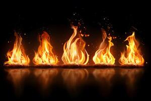 Vibrant Flames in a Dark Setting for Artistic Expression and Design photo