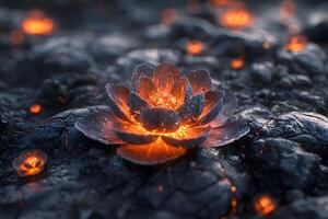 Enchanted Glowing Lotus in Mystical Night Setting for Fantasy Themed Art and Design photo