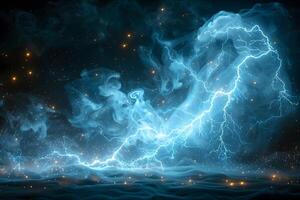 Electrifying Cosmic Storm with Lightning and Celestial Clouds for Sci-Fi Concept Design photo