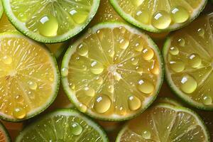 Fresh Lime Slices with Water Droplets for Refreshing Summer Design Concepts photo