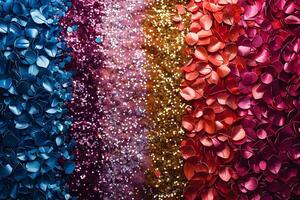Colorful Abstract Art with Textured Layers of Glitter and Paper Shapes for Creative Design photo