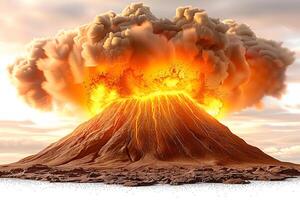 Spectacular Volcanic Eruption Showcasing Fiery Lava and Ash Explosion photo