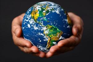 Earth in Hands - Global Unity and Environmental Conservation Concept photo