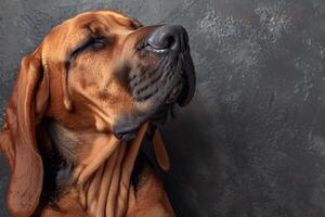 Majestic Bloodhound Posing Against Textured Background for Pet Photography photo