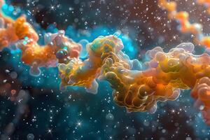 Vibrant Abstract Molecular Structure with Macro Bokeh Effect for Science and Art Prints photo