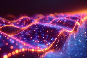 Futuristic Digital Waveforms with Neon Lights and Abstract Data Patterns for Technology Design photo