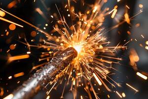 Vibrant Sparklers Exploding with Energetic Sparks for Celebration photo