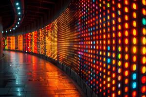 Futuristic Urban Tunnel with Vibrant LED Light Display for Digital Art and Design photo