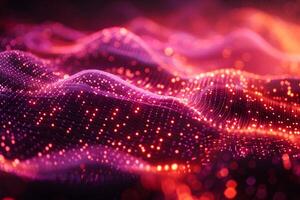 Futuristic Abstract Digital Waveform with Glowing Particles for Technology Design photo