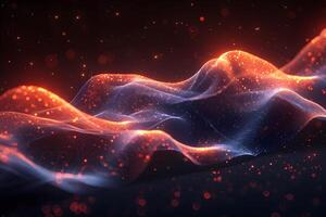 Digital Abstract Wave with Glowing Particles in High-Tech Futuristic Design photo