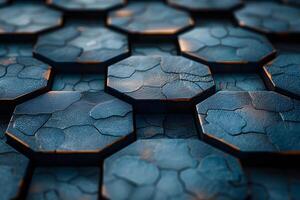 Abstract Geometric Pattern of Hexagonal Tiles in Blue Tones for Modern Design photo