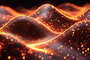 Abstract Glowing Waves with Dynamic Orange Lights for Modern Design photo