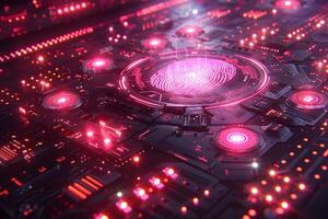 Futuristic Fingerprint Security Interface with Digital Hologram for Cybersecurity Design photo