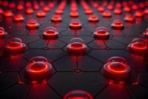 Futuristic Hexagonal Network with Glowing Red Elements for Sci-Fi Design photo