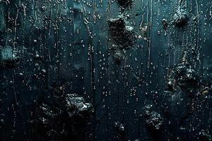 Textured Abstract Art with Dark Teal Paint Drips on Rough Surface photo