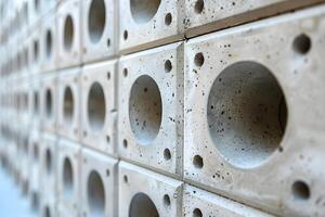 Modern Architectural Wall Design with Geometric Patterns and Textures photo