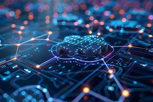 Futuristic Cloud Computing Network - Digital and Technology Theme for Innovation photo