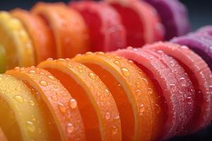 Vibrant Sliced Citrus Fruits with Water Droplets for Freshness and Colorful Inspiration photo