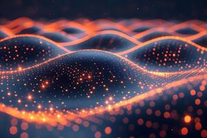 Digital Abstract Waves with Glowing Particles for Futuristic Design Concepts photo