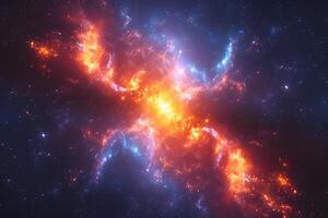 Spectacular Cosmic Explosion Abstract Interstellar Light Display for Poster Design photo