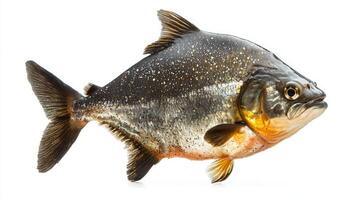 Pygocentrus nattereri commonly known as the Piranha displays its distinctive body structure and coloration while occupying a neutral space emphasizing its predatory nature. photo
