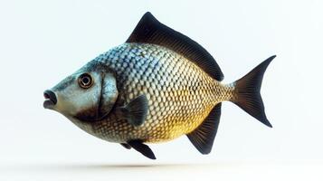 gray triggerfish glides through water with elegance its unique coloring and body shape highlighted against a bright white backdrop revealing its intricate details and textures. photo