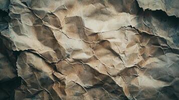 vintage style background showcases a crumpled and torn sheet of paper with slightly burnt edges radiating a unique texture and character for artistic endeavors. photo