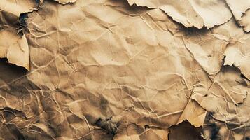 vintage style mockup features a crumpled and torn paper sheet its edges slightly burnt capturing an essence of aged beauty and artistic expression. photo