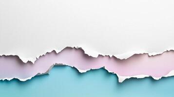 visual features a close look at torn white paper revealing colorful layers underneath creating an engaging and unique backdrop perfect for various design projects. photo