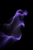 A mesmerizing wave of blurred purple dots creates a vibrant sense of motion against a deep black background, showcasing a captivating minimalist digital artwork. photo