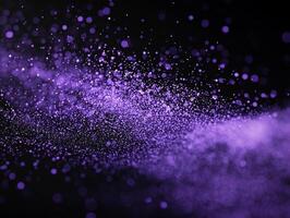 A mesmerizing array of small purple dots glimmers and twinkles against a dark backdrop, creating an ethereal cosmic feel. Each particle shines with varying intensities, adding depth. photo
