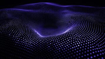 Purple particles scatter across a black canvas, creating a swirling spiral that glows softly. The varying sizes of the dots contribute to a captivating, cosmic minimalist theme. photo