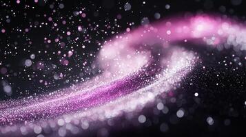 A mesmerizing arrangement of softly glowing purple dots creates a swirling spiral against a black backdrop, evoking a sense of cosmic wonder and minimalist art. photo