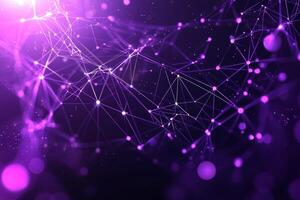 Tiny purple dots are scattered across a black canvas, interconnected by glowing lines, evoking a cosmic feel that invites reflection and imagination. photo