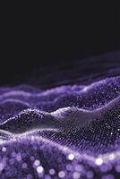A mesmerizing arrangement of purple dots flows gracefully across a deep black backdrop, evoking a sense of motion and tranquility in a minimalist digital composition. photo