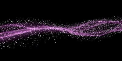 A stunning flow of purple particles clusters into a wave, emitting a soft glow against a deep black backdrop, evoking a sense of movement and ethereal beauty. photo