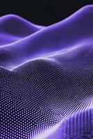 A graceful wave of purple particles undulates smoothly against a deep black backdrop, evoking a sense of motion and tranquility in this minimalist digital creation. photo