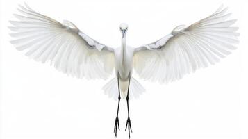 little egret takes to the sky, wings fully extended in a magnificent display of white plumage. This moment captures its graceful flight, embodying freedom and beauty. photo