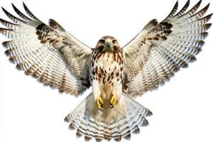 rough-legged hawk glides effortlessly in mid-air, showcasing its striking plumage and powerful wingspan, embodying the spirit of the wild. photo