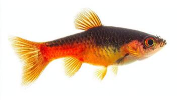 Platy Xiphophorus maculatus swims gracefully exhibiting its bright colors and elegant fins emphasizing the beauty of freshwater fish species. photo