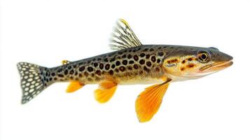 Spotted Gar known scientifically as Lepisosteus oculatus displays its unique spotted pattern and vibrant fins highlighting its beauty in a controlled environment. photo