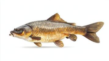 artwork presents a Bighead Carp highlighting its unique body shape and coloration set against a clean white backdrop that emphasizes its details. photo
