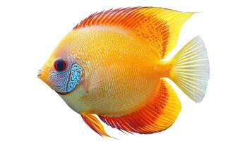 discus fish captivates with its striking colors and unique patterns swimming gracefully embodying the allure of freshwater species in aquaculture. photo
