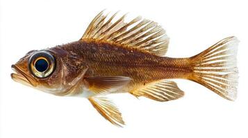 Four Eyed Fish is vividly displayed highlighting its distinctive eyes and fins providing an informative look at its features and anatomy. photo